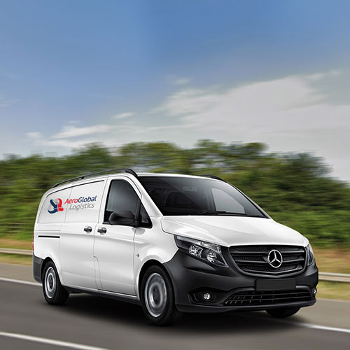Super Express Delivery Van on road between Europe and UK
